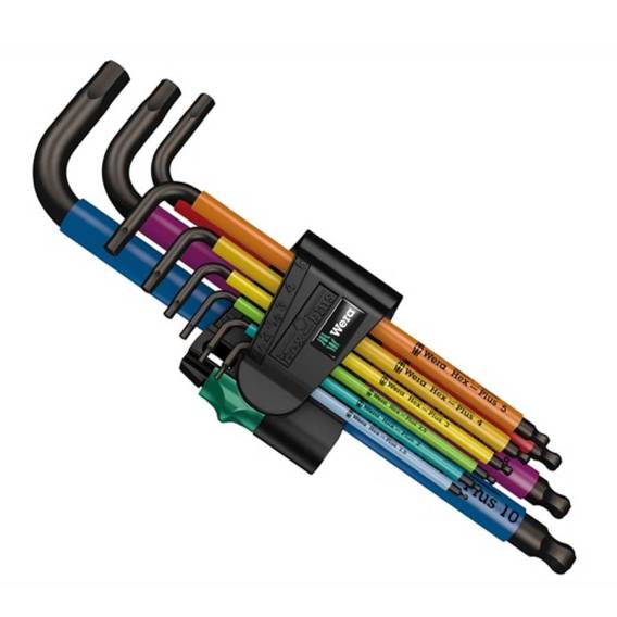 Obrázok pre Wera 950 Spkl9 Hex-plus Hex Key Set Sada imbusových klíčů ve tvaru L Metrické/imperiální 9 kusů
