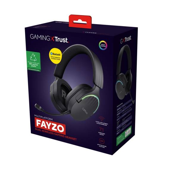 Obrázok pre Trust GXT 491 Fayzo Sluchátka s mikrofonem Kabelový a bezdrátový Přes hlavu Hraní USB typu C Bluetooth Černá
