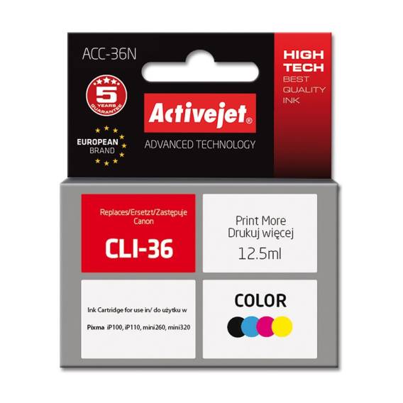 Obrázok pre Activejet ACC-36N (Náhrada Canon CLI-36; Supreme; 12,5 ml; barevný)
