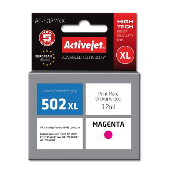 Obrázok pre Activejet Inkoust AE-502MNX (náhradní inkoust Epson 502XL W34010; Supreme; 12 ml; červený)