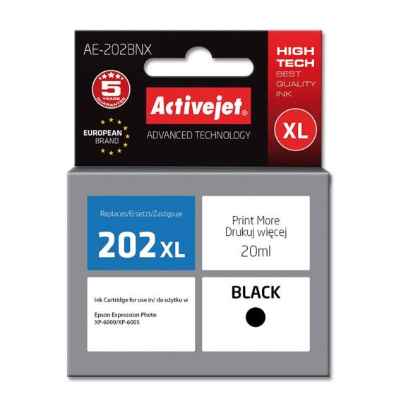 Obrázok pre Activejet Inkoust AE-202BNX (náhradní inkoust Epson 202XL G14010; Supreme; 20 ml; černý)