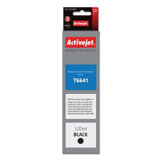 Obrázok pre Activejet AE-664Bk lahvička s inkoustem pro tiskárnu Epson, Náhradní inkoust Epson T6641; Supreme; 100 ml; černý