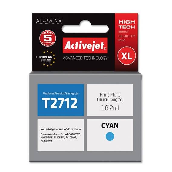 Obrázok pre Activejet Inkoust AE-27CNX (náhradní inkoust Epson 27XL T2712; Supreme; 18 ml; modrý)