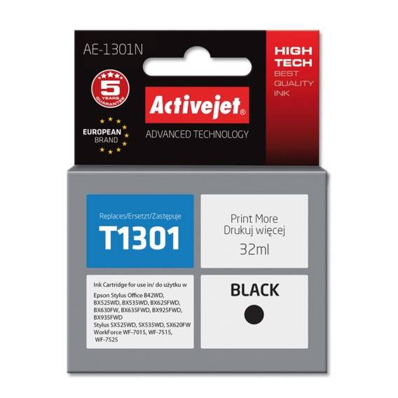 Obrázok pre Activejet Inkoust AE-1301N (náhradní inkoust Epson T1301; Supreme; 32 ml; černý)