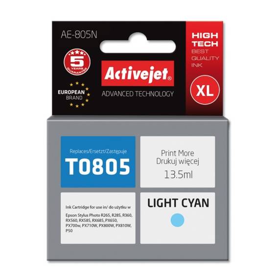 Obrázok pre Activejet Inkoust AE-805N (náhrada za Epson T0805; Supreme; 13,5 ml; světle modrý)