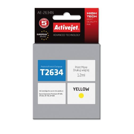 Obrázok pre Activejet Inkoust AE-2634N (náhradní inkoust Epson 26 T2634; Supreme; 12 ml; žlutý)