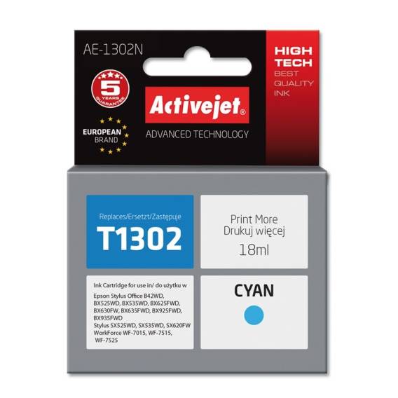 Obrázok pre Activejet Inkoust AE-1302N (náhradní inkoust Epson T1302; Supreme; 18 ml; modrý)