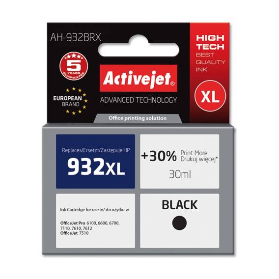 Obrázok pre Activejet AH-932BRX Inkoust (náhrada za HP 932XL CN053AE; Premium; 30 ml; černý)