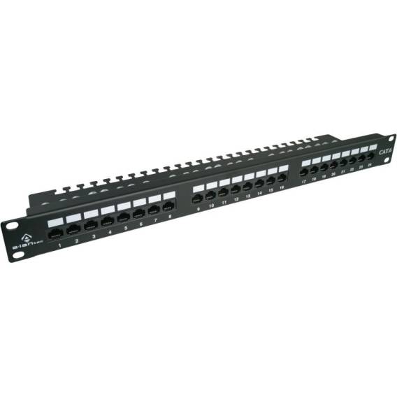 Obrázok pre Alantec PK001 Patch panel UTP cat.6, 24 portů LSA s policí 1U 19"