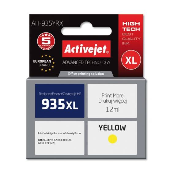 Obrázok pre Activejet AH-935YRX (náhradní inkoust HP 935XL C2P26AE; Premium; 12 ml; žlutý)
