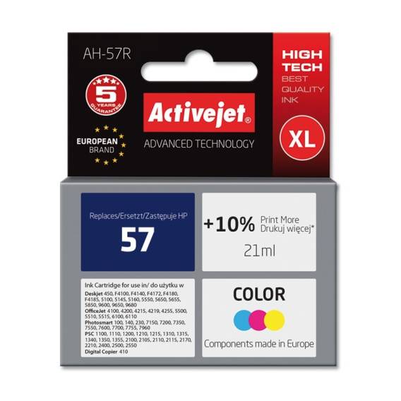 Obrázok pre Activejet Inkoust AH-57R (náhradní inkoust HP 57 C6657AE; Premium; 21 ml; barevný)