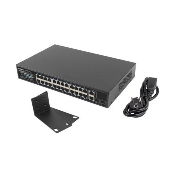 Obrázok pre Lanberg RSFE-24P-2C-360 síťový přepínač Nespravované Gigabit Ethernet (10/100/1000) Podpora napájení po Ethernetu (PoE) 1U Černá