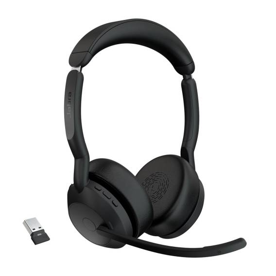 Obrázok pre Jabra Evolve2 55 Sluchátka s mikrofonem Bezdrátový Přes hlavu Kancelář / call centrum USB typu C Bluetooth Nabíjecí podstavec Černá