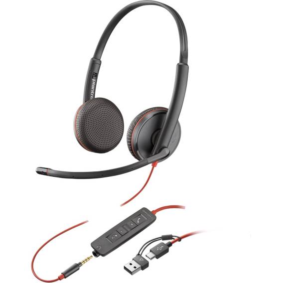 Obrázok pre HP Poly Stereofonní náhlavní souprava Poly Blackwire 3225 USB-C + 3,5mm konektor + adaptér USB-C/A