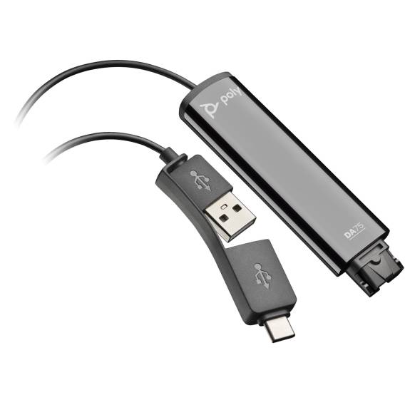 Obrázok pre HP Poly Černý adaptér Poly DA75 USB na QD TAA