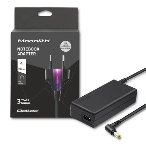 Obrázok pre Qoltec 50087 Napájecí adaptér pro Acer | 90 W | 19V | 4.74A | 5,5 * 1,7 | + napájecí kabel