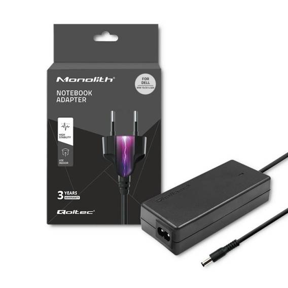 Obrázok pre Qoltec 51516.90W Napájecí adaptér pro Dell | 90 W | 19,5 V | 4.62A | 4,5 * 3,0 + kolík | + napájecí kabel