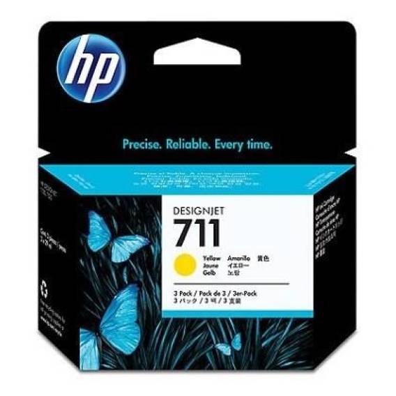 Obrázok pre HP 711 Trojbalení žluté inkoustové kazety DesignJet, 29 ml