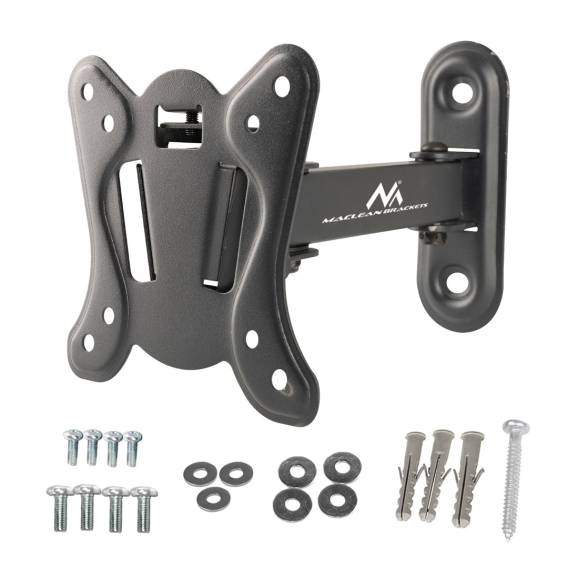 Obrázok pre Maclean MC-416 TV Monitor Wall Mount 13"-32" 30kg Tilt Rotate max. VESA 100x100 Black Powder Coating LED OLED LCD Universal Bracket Holder