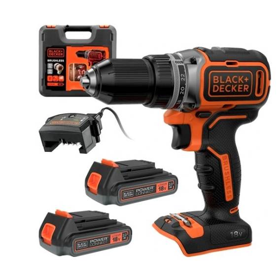 Obrázok pre BLACK+DECKER WKRĘTARKA 18V BL186KB 52Nm 2x2,0Ah BL