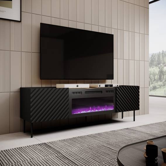 Obrázok pre RTV skříňka s elektrickým krbem ONDA 180x40x39-58 černá (stojící nebo nástěnná)