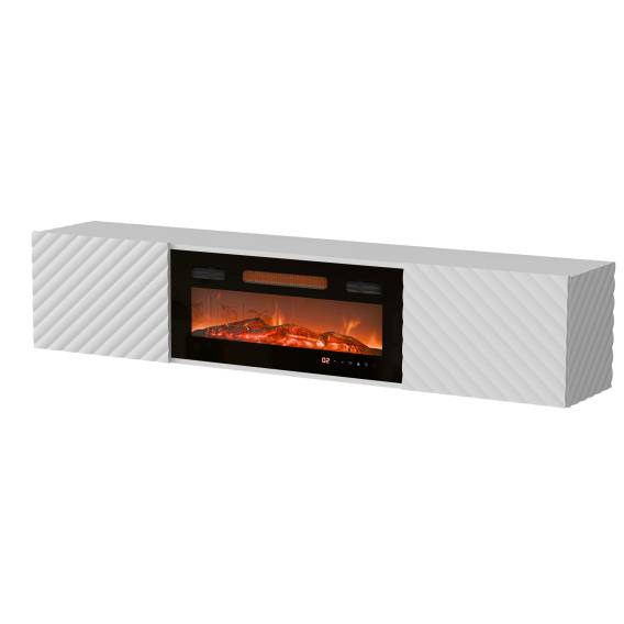 Obrázok pre Cama RTV skříň LARA 183x35x37 bílá matná + černý krb