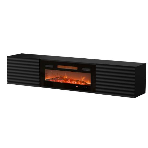 Obrázok pre Cama RTV skříň TULA 183x35x37 černá matná + černý krb
