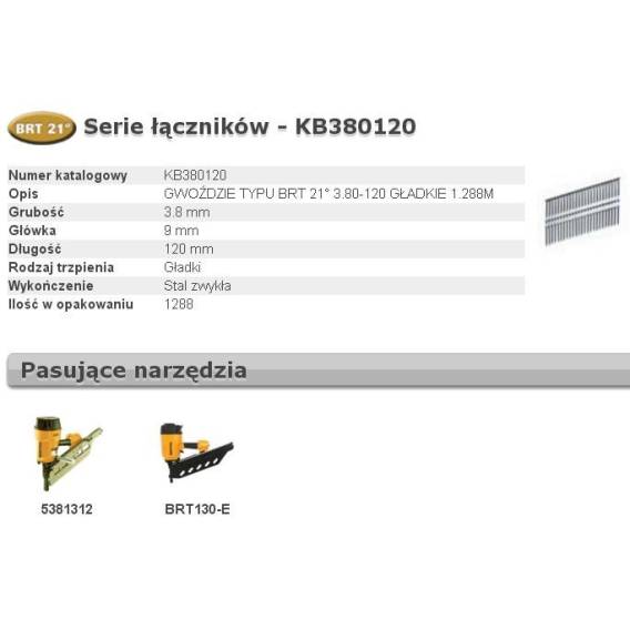 Obrázok pre BOSTITCH GWOŹDZIE BRT21 3,80-120 1,28M