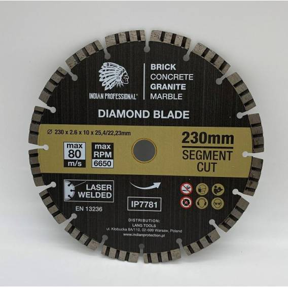Obrázok pre TARCZA DIAMENTOWA 230mm  25,4/22,23 SEGMENT TURBO CUT  INDIAN PROFESSIONAL