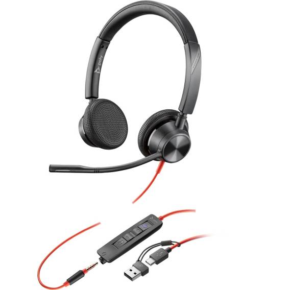Obrázok pre HP Poly Stereofonní náhlavní souprava Poly Blackwire 3325 USB-C s certifikací Microsoft Teams + 3,5mm konektor + adaptér USB-C/A
