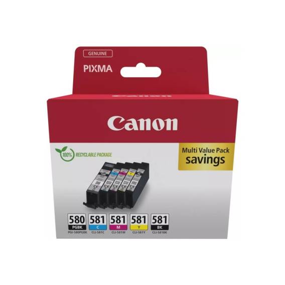 Obrázok pre Canon 2078C007 inkoustová náplň 5 kusů Originální Černá, Modrá, Azurová, Purpurová, Žlutá