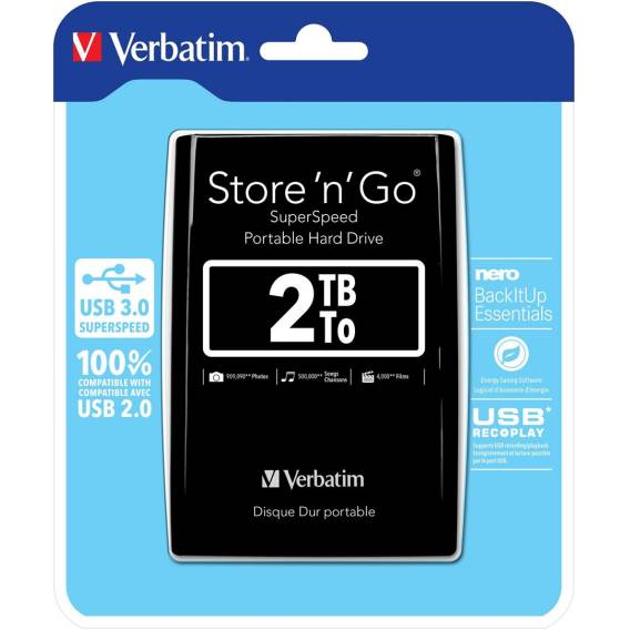 Obrázok pre Verbatim Store 'n' Go externí pevný disk 2 TB 5400 ot/min Micro-USB B 3.2 Gen 1 (3.1 Gen 1) Černá