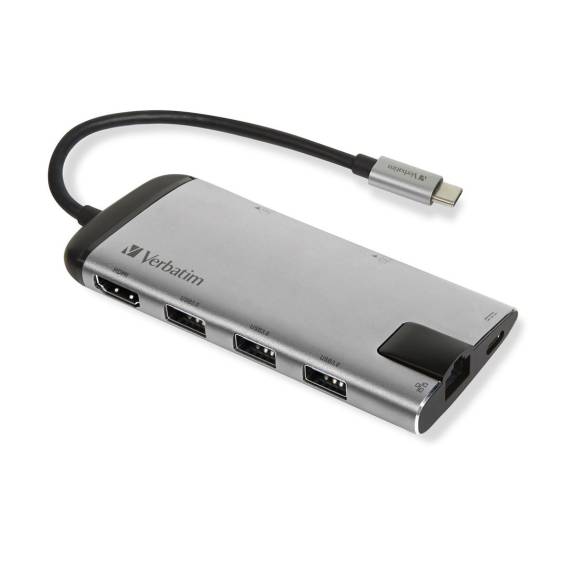 Obrázok pre Verbatim 49142 dokovací stanice/replikátor portů USB 3.2 Gen 1 (3.1 Gen 1) Type-C Černá, Stříbrná