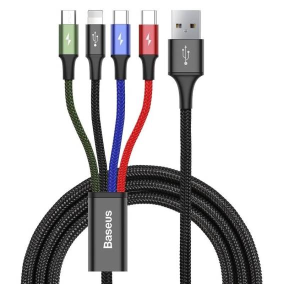 Obrázok pre Kabel USB Baseus Fast 4v1 2xUSB-C / Lightning / Micro 3,5A 1,2 m (černý)