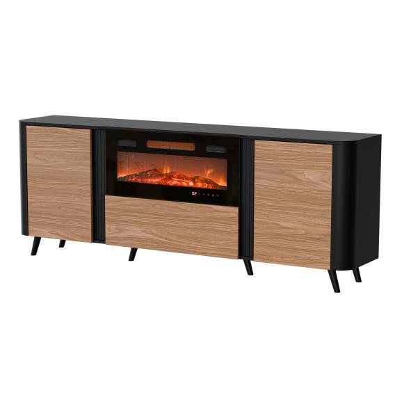 Obrázok pre Cama Komoda Volare 200 x 39 x 75 cm černá/ořech + krb