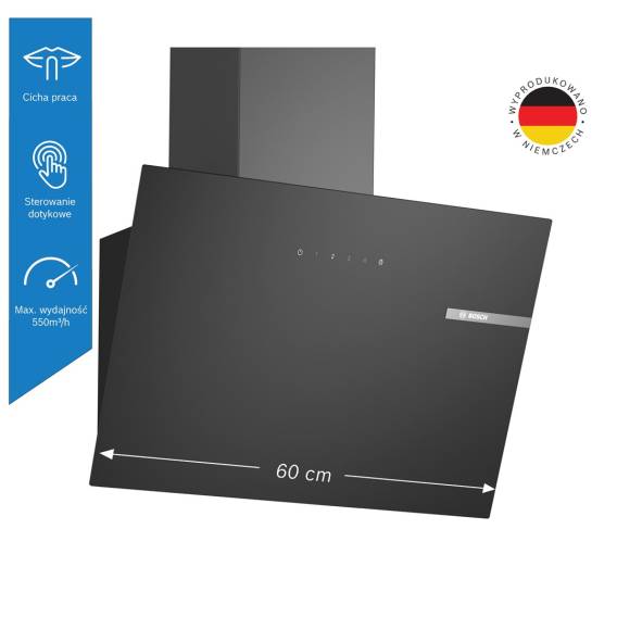 Obrázok pre Bosch Serie 2 DWK65DK60 digestoř Nástěnný Černá 430 m³/h A
