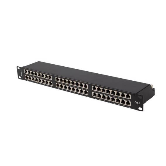 Obrázok pre PATCH PANEL 48 PORT 1U 19" CAT.5E FTP SHIELDED BLACK LANBERG