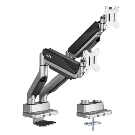 Obrázok pre Universal Ergo Office Dual Monitor Desktop Mount, Gas Spring 17"-35" 15kg, VESA 75x75 / 100x100, ER-446