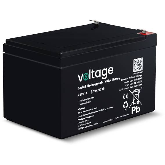 Obrázok pre AGM Battery Voltage 12V 12Ah VE12-12 (Lifespan 6-9 Years)