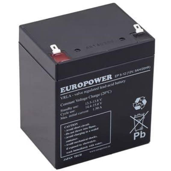 Obrázok pre Akumulator AGM EUROPOWER serii EP 12V 5Ah T1 (Żywotność 6-9 lat)