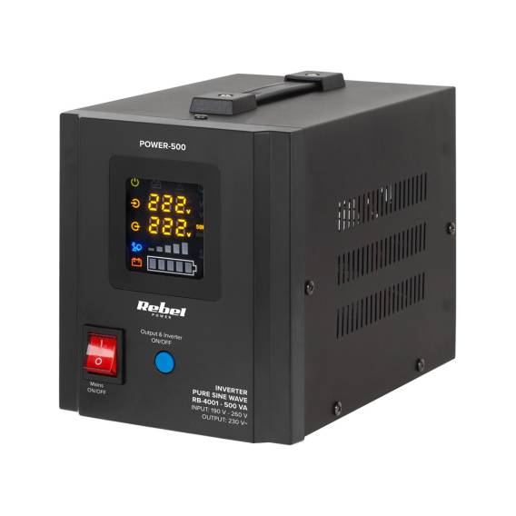 Obrázok pre Rebel POWER-500 Uninterruptible Power Supply - converter with pure sine wave and charging function 12V 230V 500VA/300W