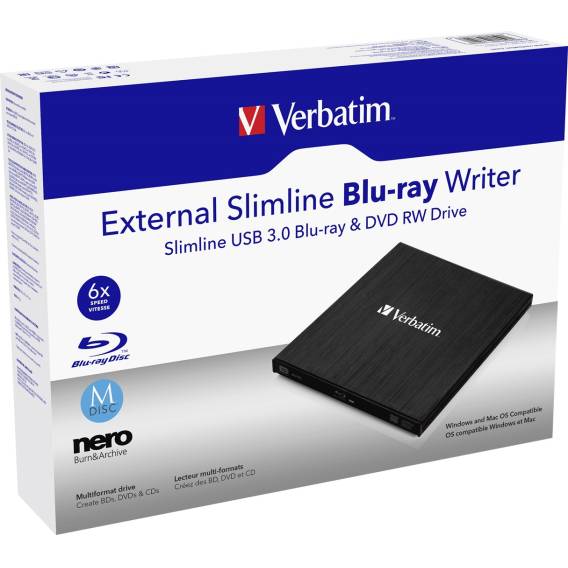 Obrázok pre Verbatim External Slimline optická disková jednotka Blu-Ray RW Černá