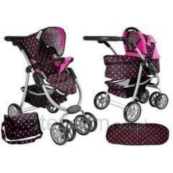 Obrázok pre 2-in-1 stroller with bag Carrycot black-pink 7706 Lean Toys