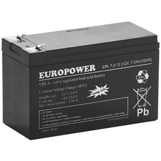 Obrázok pre AGM battery EUROPOWER EPL series 12V 7.2Ah T1