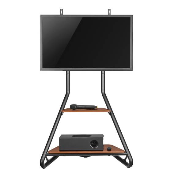 Obrázok pre Volně stojící rohový držák na TV Maclean, styl Bauhaus, dvoupatrové dřevěné police, max. 40 kg, 37-75'', MC-455