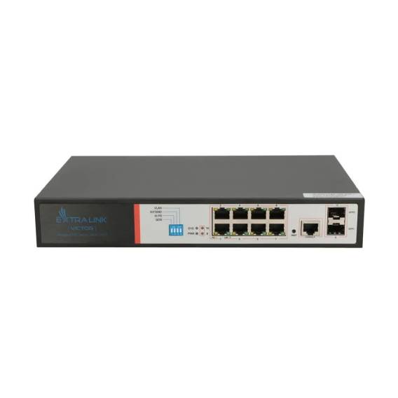 Obrázok pre Extralink Switch PoE VICTOR 8x Gigabit PoE/PoE+, 2x SFP, 1x Port konzolový, 150W, Řízený