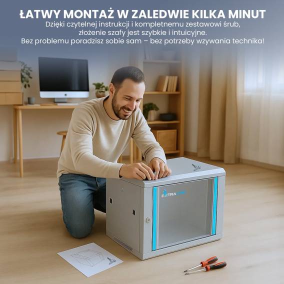 Obrázok pre Extralink Racková skříň 9U 600x600 Šedá montovaná na zdi