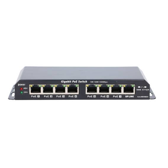 Obrázok pre Extralink Switch PoE KRATOS 7x Gigabit PoE, 1x Uplink RJ45, Zdroj napájení 24V 2.5A, Moc 60W