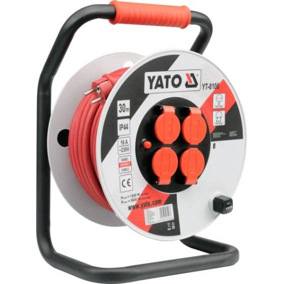 Obrázok pre Yato YT-8108 napájecí prodlužovačka 50 m 4 AC zásuvky / AC zásuvek Vnitřní/venkovní Černá, Červená, Bílá