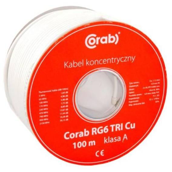 Obrázok pre COAXIAL CABLE RG6 TRI Cu CORAB ( 100m spool ) class A